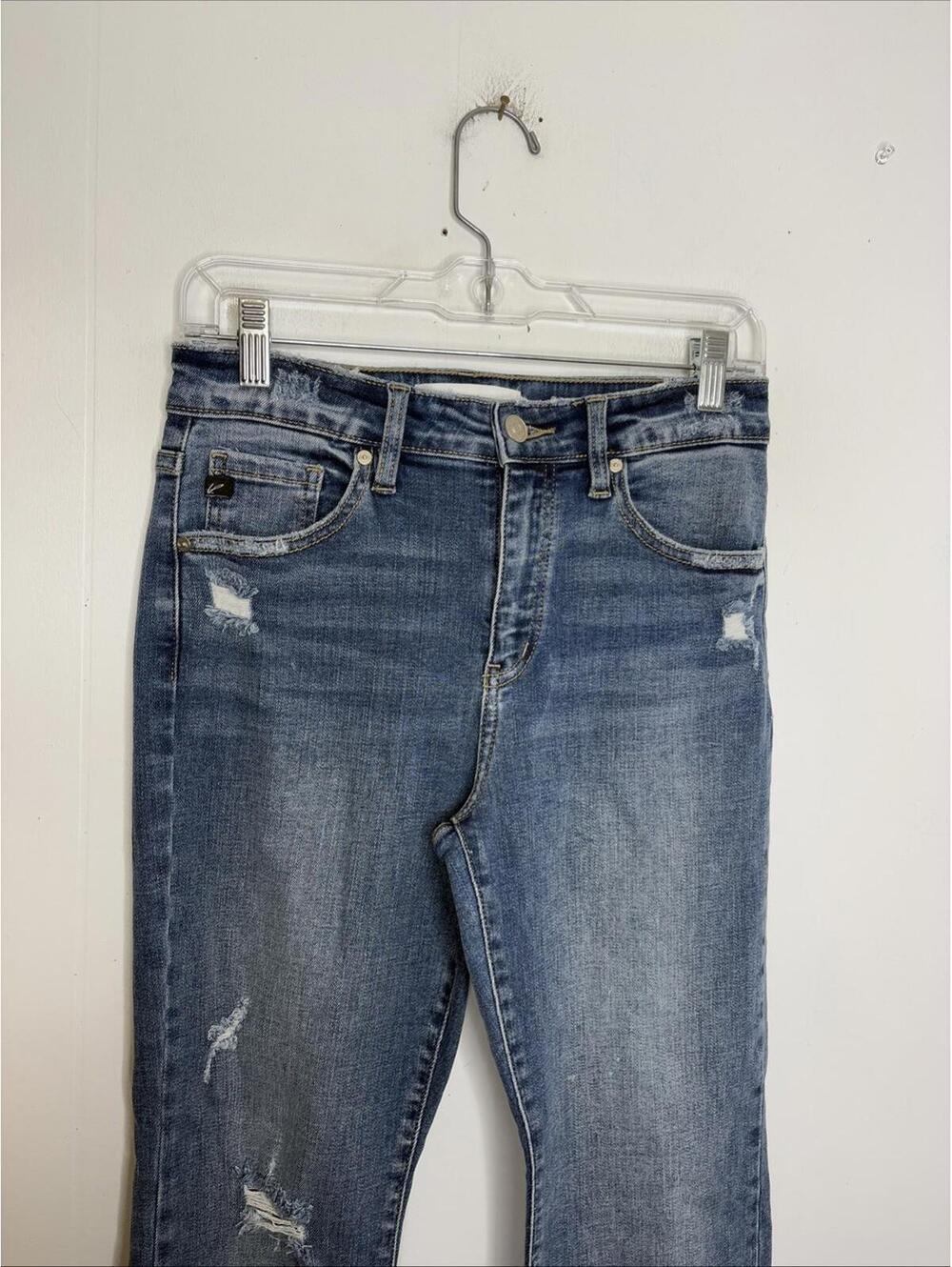 Kancan Jeans Womens 26 High Rise Cropped Bootcut Distressed Rip Knee Casual - Picture 4 of 9